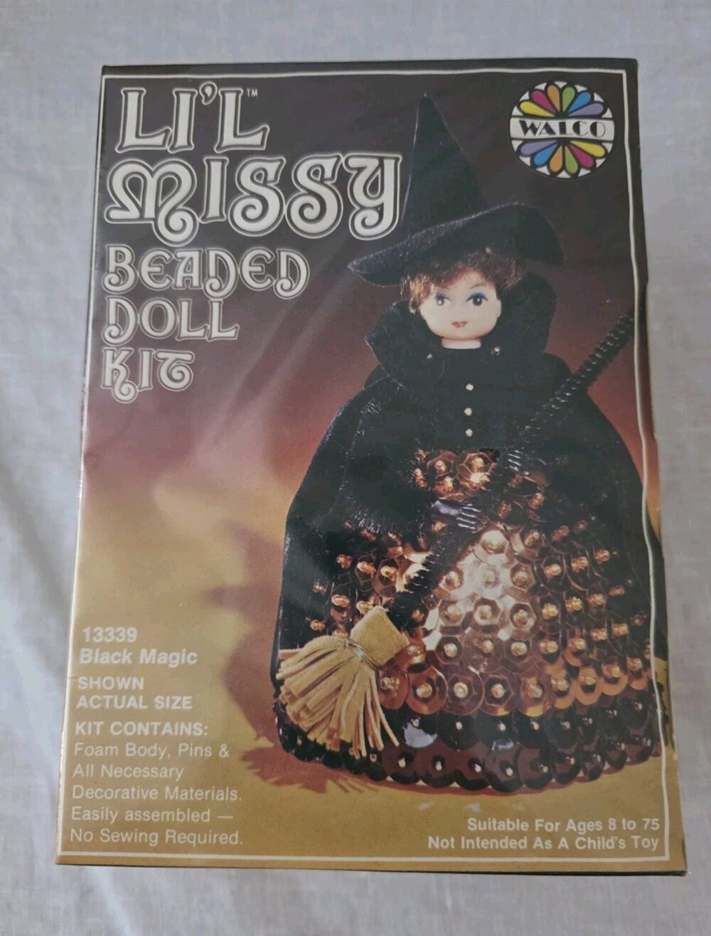 Vintage Li’l Missy Beaded Doll Kit Black Magic 13339 Walco Witch